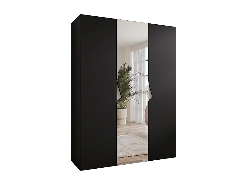 Armoire à portes battantes Sandi 2 150 / 202 / 52 (Noir + poignées: Cachemire)