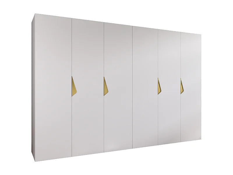 Armoire à portes battantes Sandi 1 300 (150x2) / 202 / 52 (Blanc + poignées: Gold)