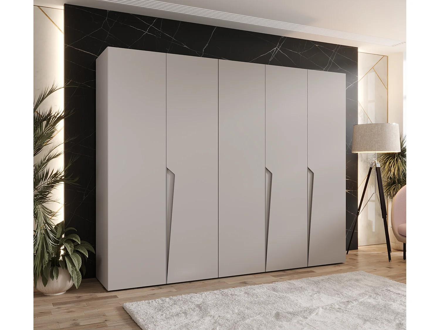 Armoire à portes battantes Sandi 1 250 / 202 / 52 (Cachemire + poignées: Cachemire)