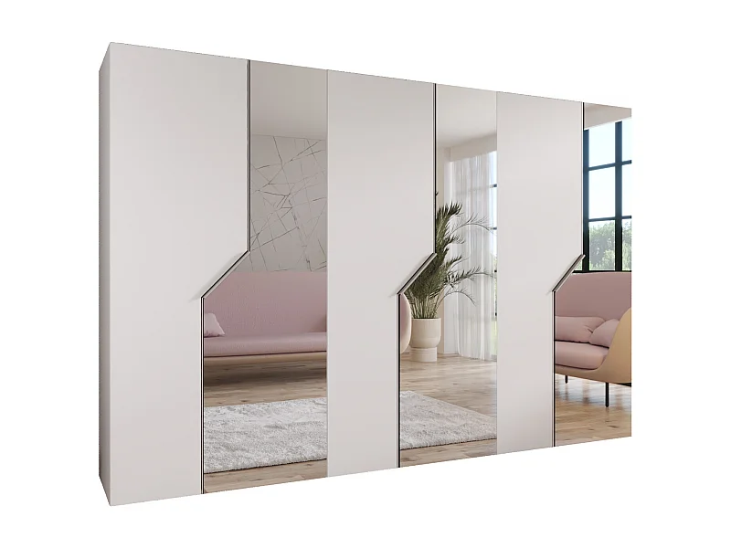 Armoire à portes battantes Andrew 2 300 / 202 / 52 (Blanc + poignées: Cachemire)