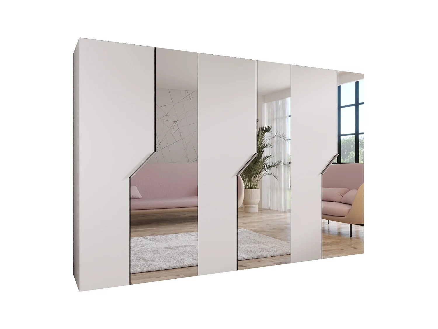 Armoire à portes battantes Andrew 2 300 / 202 / 52 (Blanc + poignées: Cachemire)