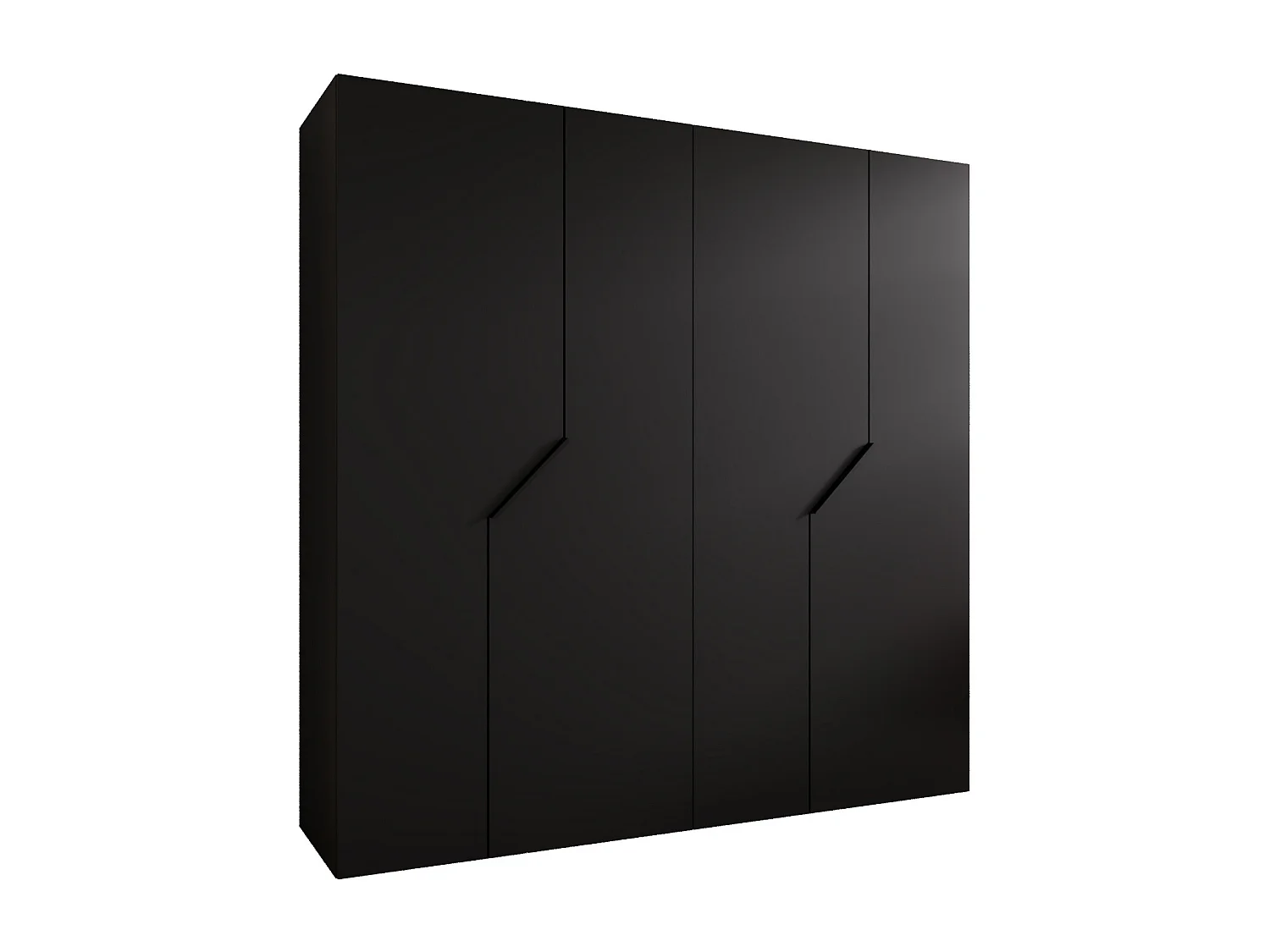 Armoire à portes battantes Andrew 1 200 / 202 / 52 (Noir + poignées: Noir)