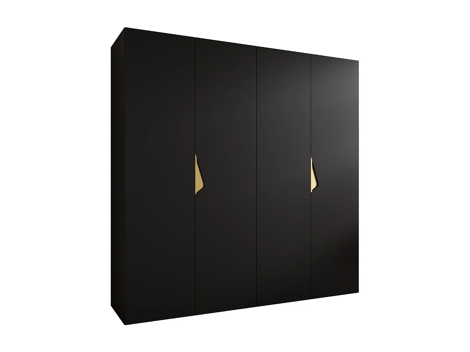Armoire à portes battantes Sandi 1 200 / 202 / 52 (Noir + poignées: Gold)