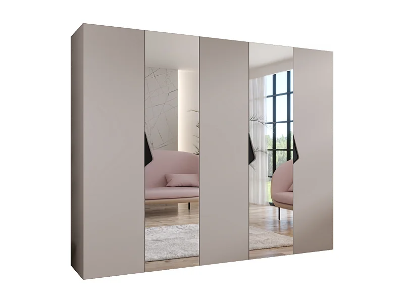 Armoire à portes battantes Sandi 2 250 / 202 / 52 (Cachemire + poignées: Noir)