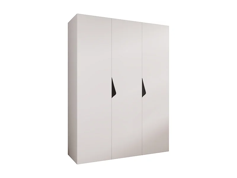 Armoire à portes battantes Sandi 1 150 / 202 / 52 (Blanc + poignées: Noir)