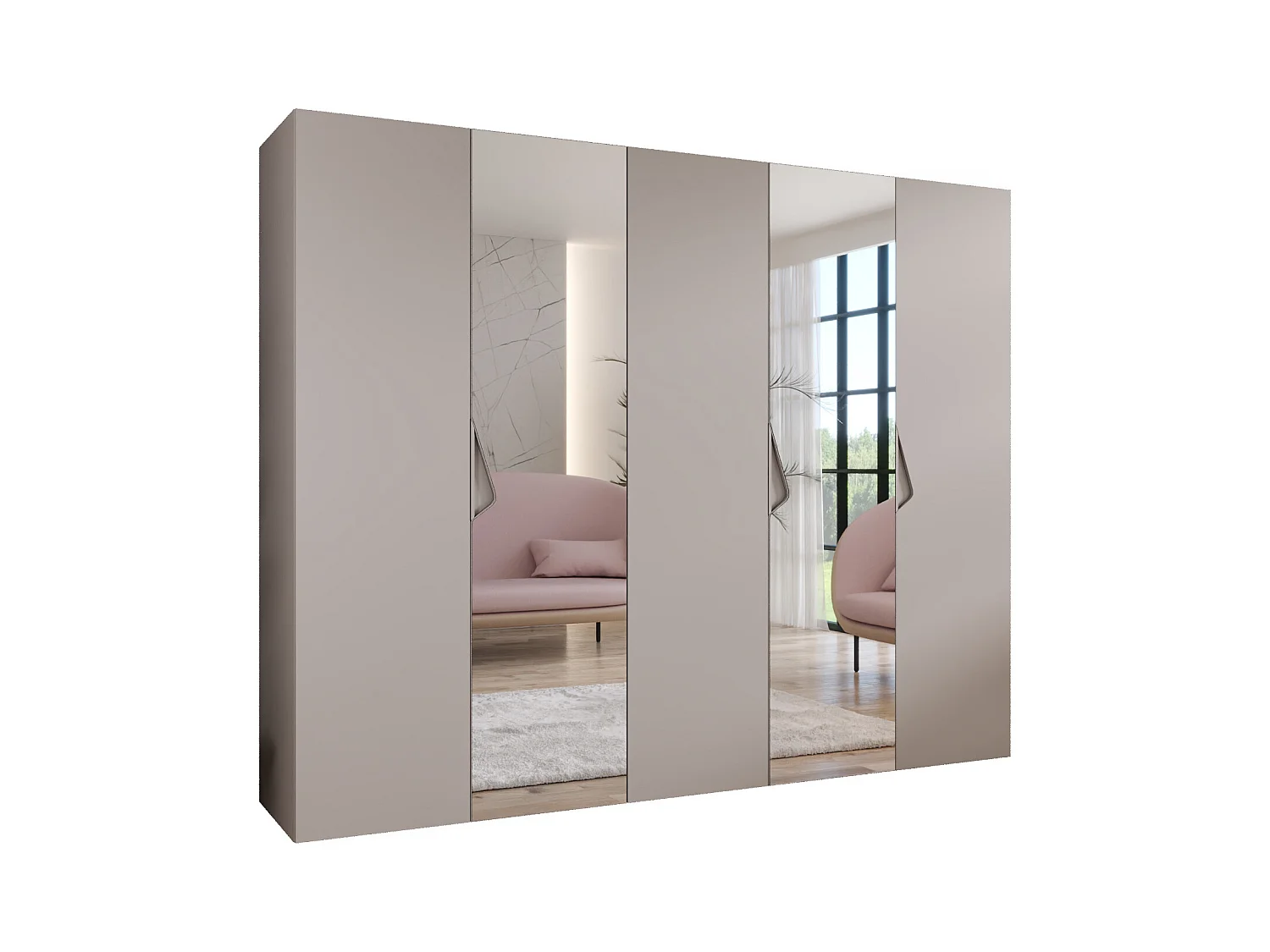 Armoire à portes battantes Sandi 2 250 / 202 / 52 (Cachemire + poignées: Cachemire)