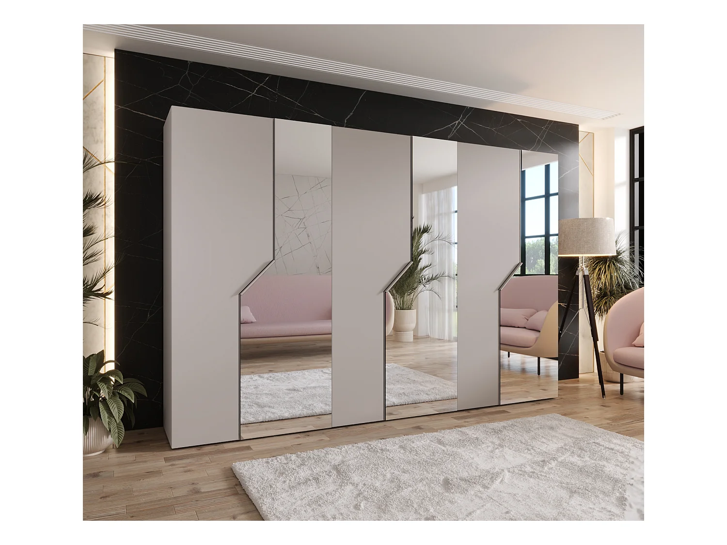 Armoire à portes battantes Andrew 2 300 / 202 / 52 (Cachemire + poignées: Cachemire)