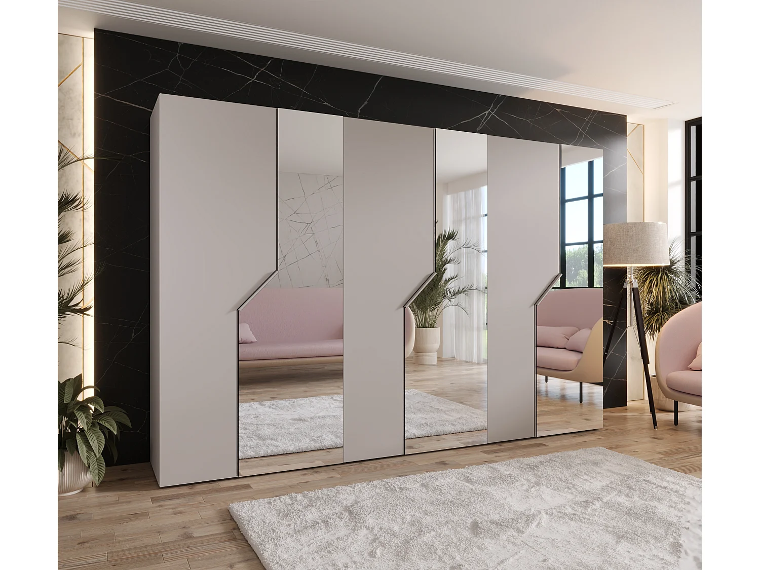 Armoire à portes battantes Andrew 2 300 / 202 / 52 (Cachemire + poignées: Cachemire)