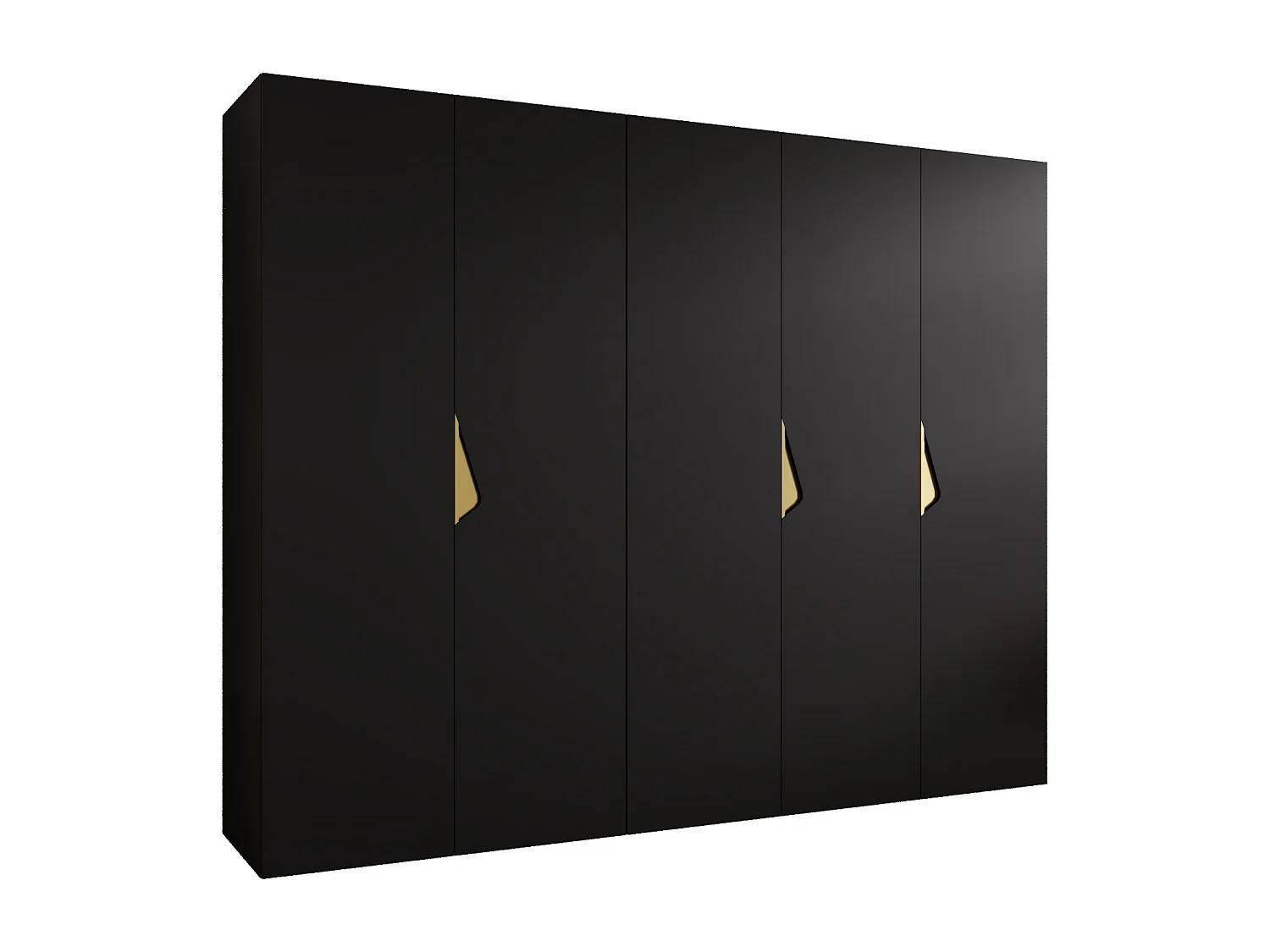 Armoire à portes battantes Sandi 1 250 / 202 / 52 (Noir + poignées: Gold)