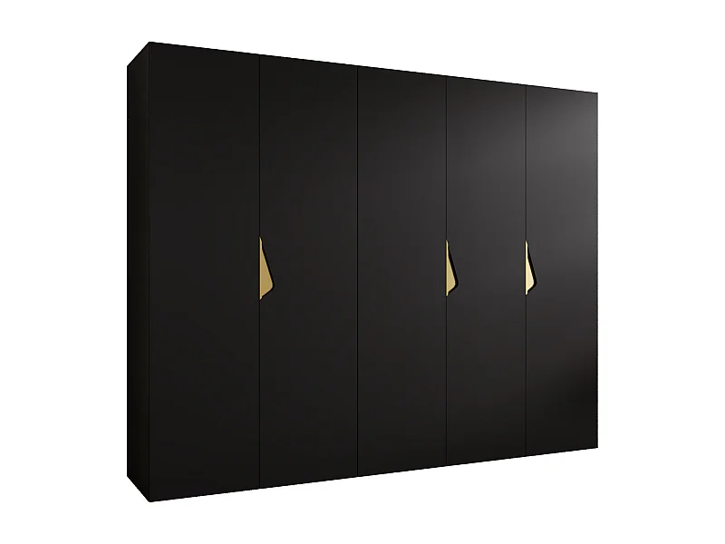Armoire à portes battantes Sandi 1 250 / 202 / 52 (Noir + poignées: Gold)