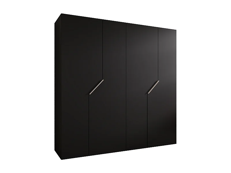 Armoire à portes battantes Andrew 1 200 / 202 / 52 (Noir + poignées: Cachemire)