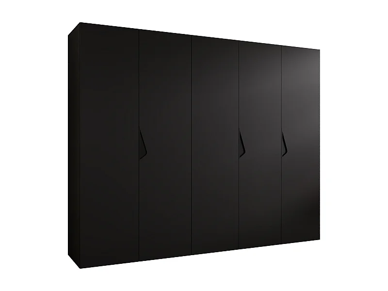 Armoire à portes battantes Sandi 1 250 / 202 / 52 (Noir + poignées: Noir)