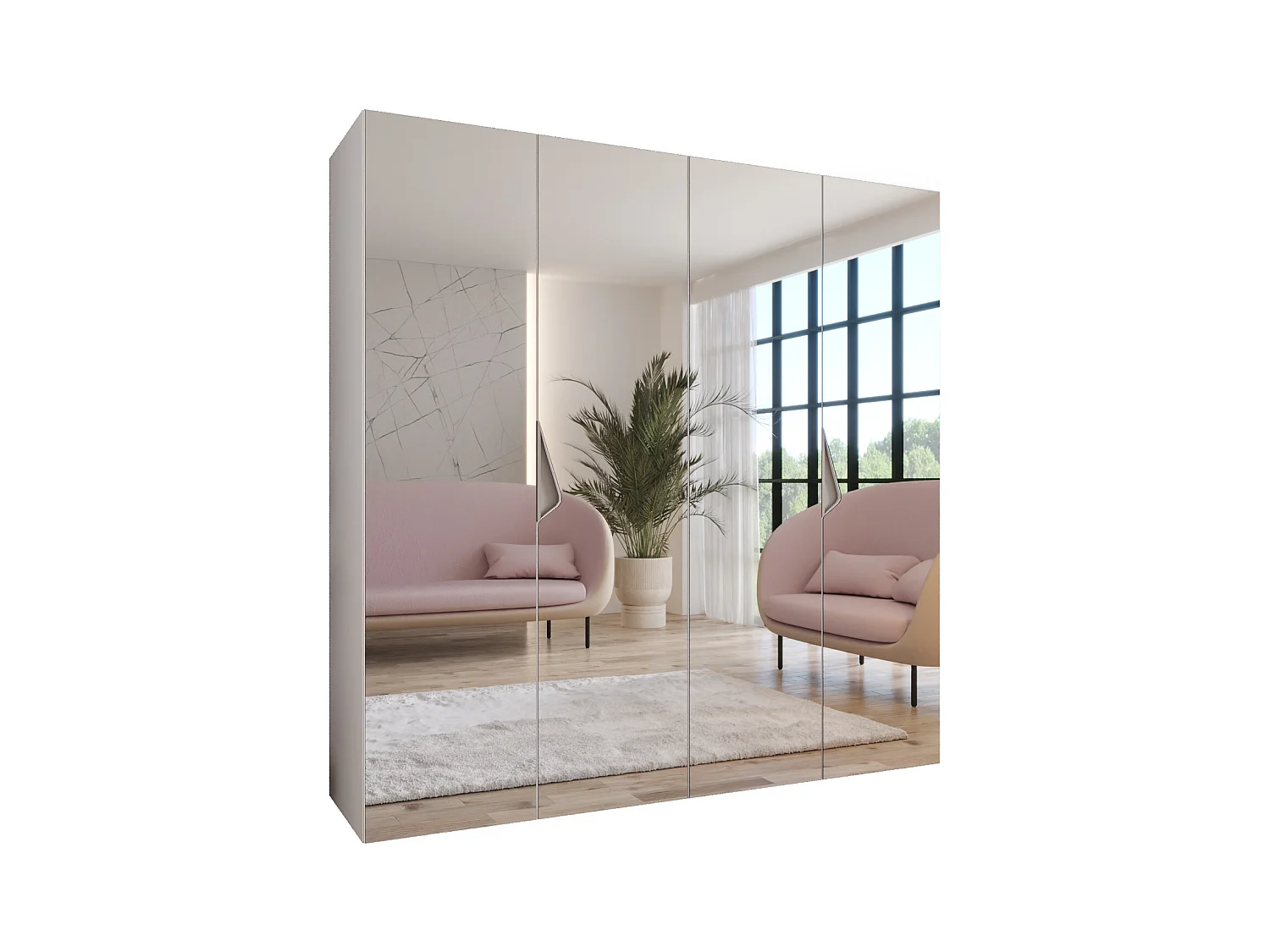 Draaideurkast Sandi 3 200 / 202 / 52 (Wit + handgrepen: Kasjmier)