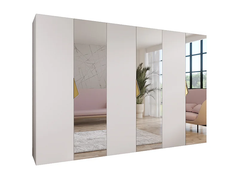 Armoire à portes battantes Sandi 2 300 (100x3) / 202 / 52 (Blanc + poignées: Gold)