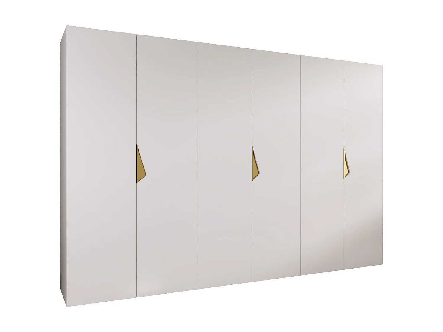 Armoire à portes battantes Sandi 1 300 (100x3) / 202 / 52 (Blanc + poignées: Gold)