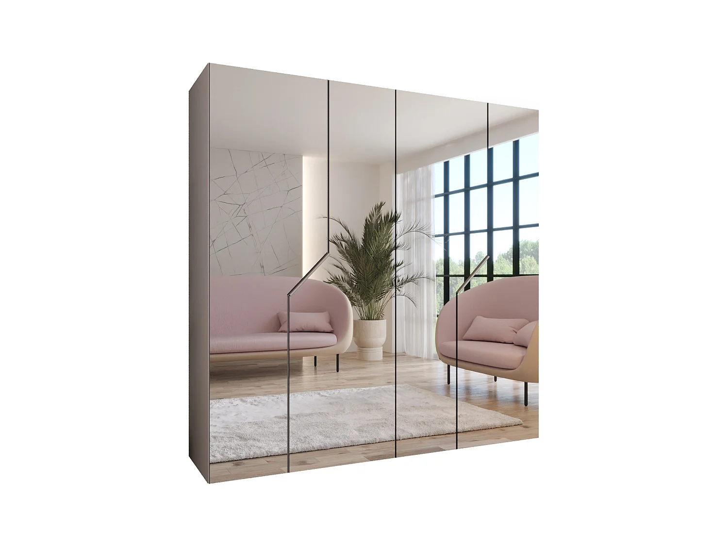 Armoire à portes battantes Andrew 3 200 / 202 / 52 (Cachemire + poignées: Cachemire)
