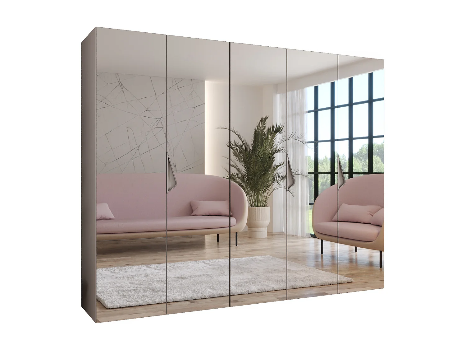 Armoire à portes battantes Sandi 3 250 / 202 / 52 (Cachemire + poignées: Cachemire)