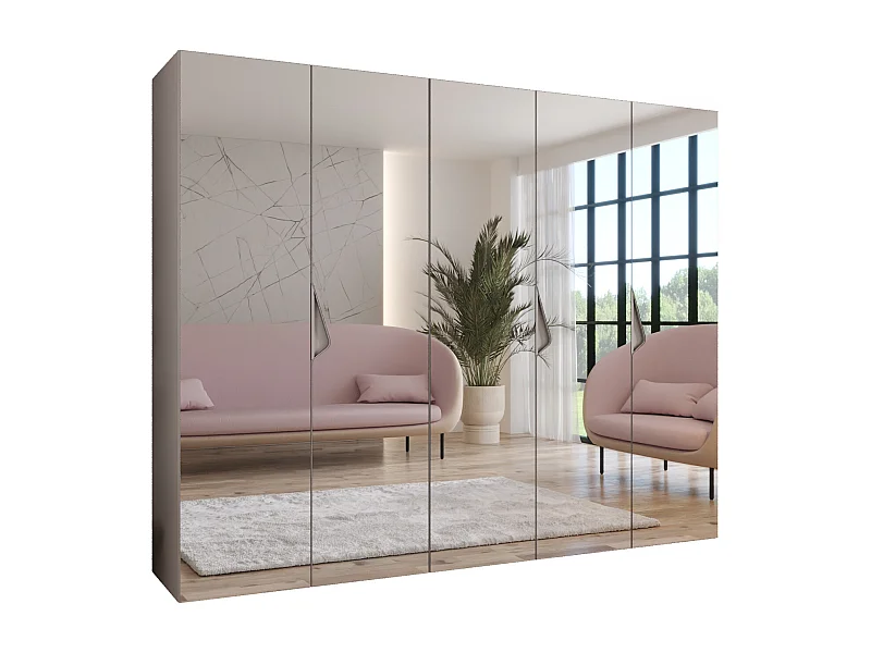 Armoire à portes battantes Sandi 3 250 / 202 / 52 (Cachemire + poignées: Cachemire)