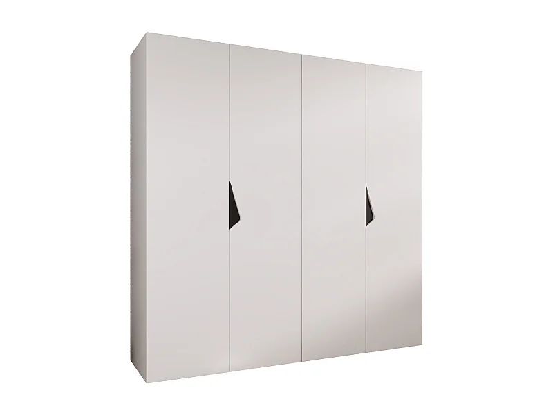 Armoire à portes battantes Sandi 1 200 / 202 / 52 (Blanc + poignées: Noir)