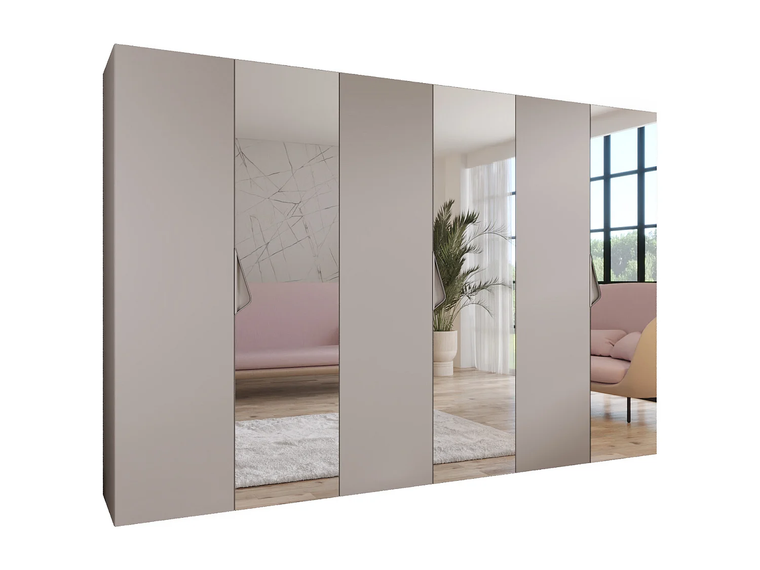 Armoire à portes battantes Sandi 2 300 (100x3) / 202 / 52 (Cachemire + poignées: Cachemire)