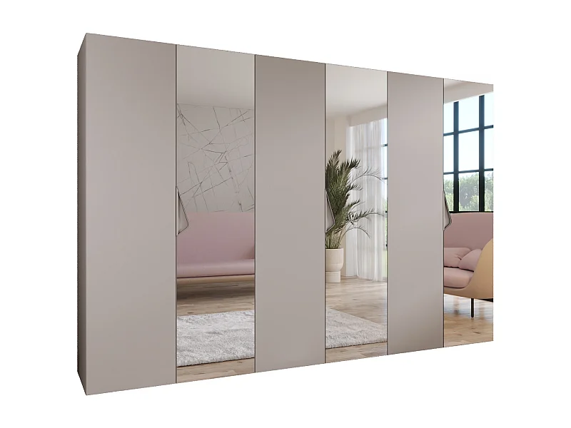 Armoire à portes battantes Sandi 2 300 (100x3) / 202 / 52 (Cachemire + poignées: Cachemire)