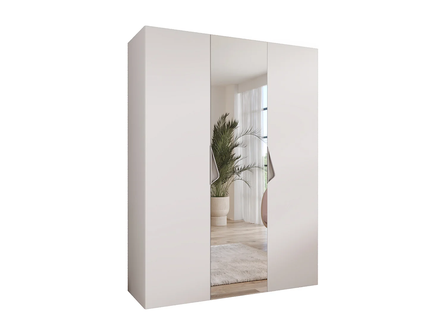 Drehtürenschrank Sandi 2 150 / 202 / 52 (Weiß + Griffe: Kaschmir)