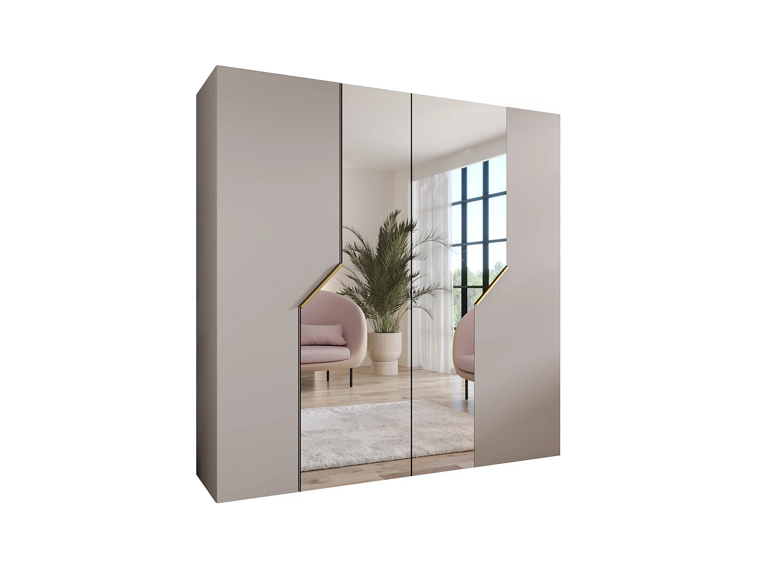 Drehtürenschrank Andrew 2 200 / 202 / 52 (Kaschmir + Griffe: Gold)