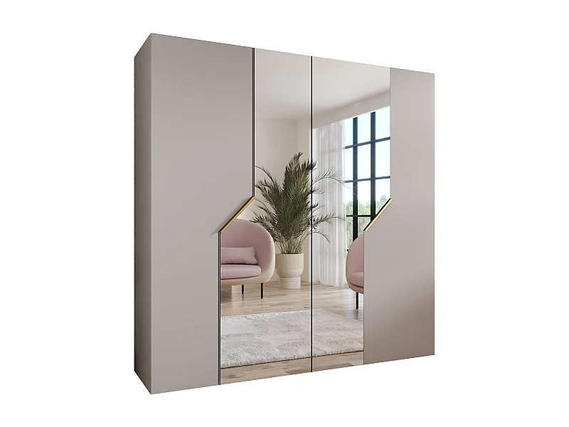 Armoire à portes battantes Andrew 2 200 / 202 / 52 (Cachemire + poignées: Gold)