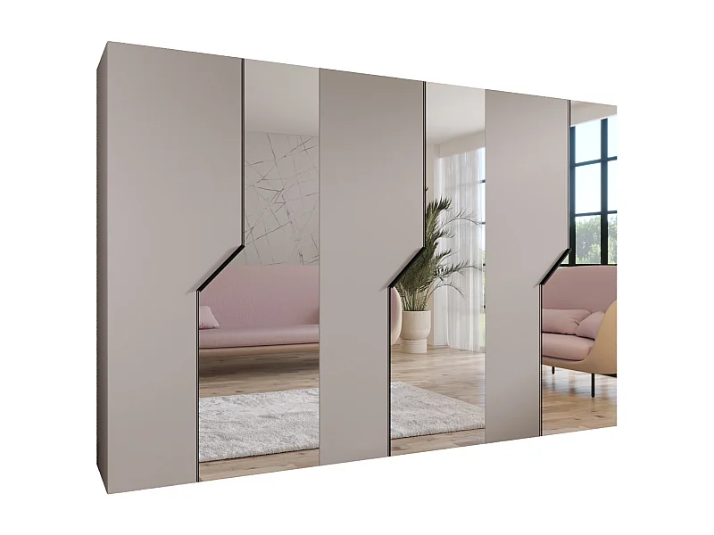 Armoire à portes battantes Andrew 2 300 / 202 / 52 (Cachemire + poignées: Noir)