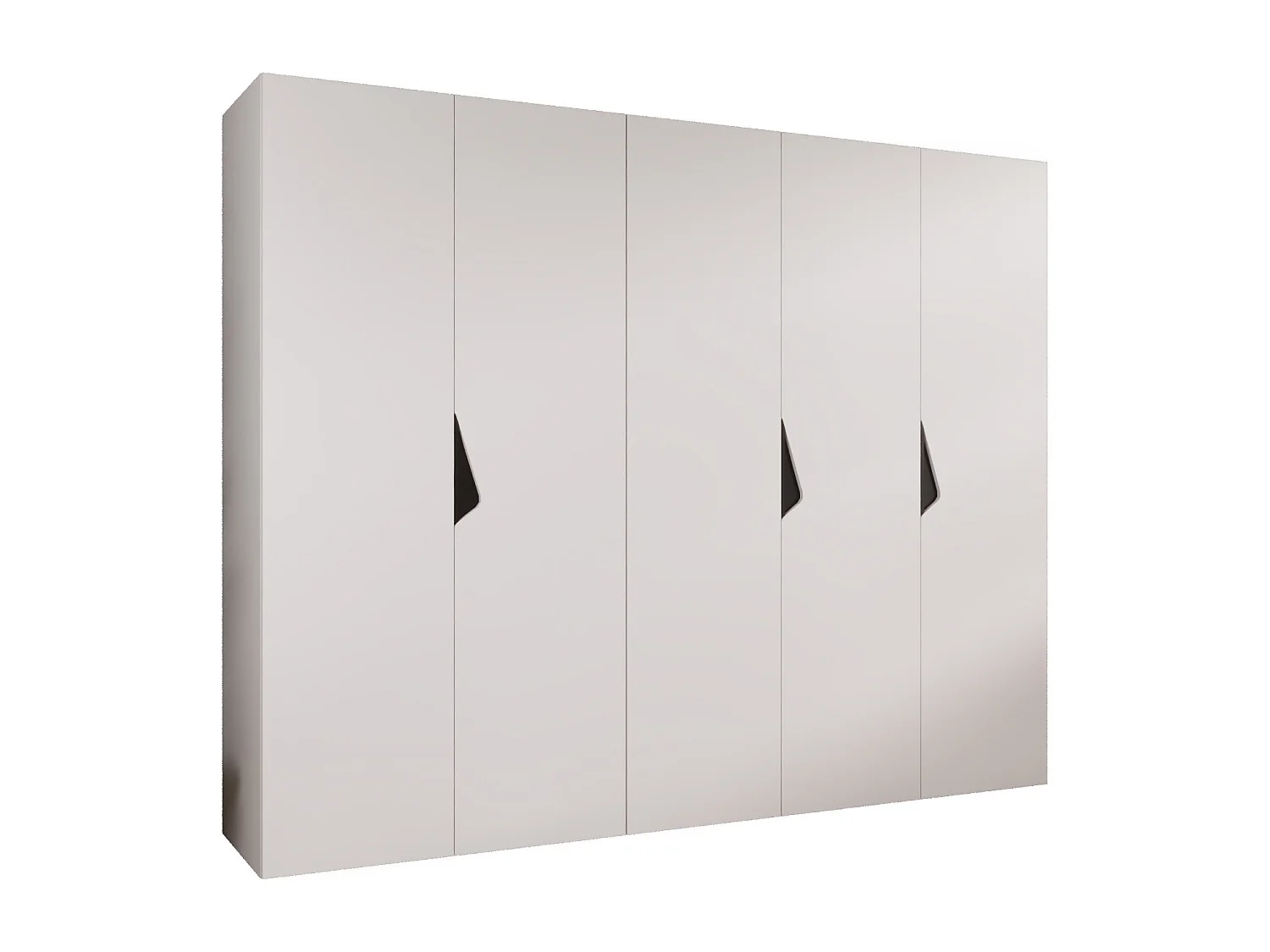 Armoire à portes battantes Sandi 1 250 / 202 / 52 (Blanc + poignées: Noir)