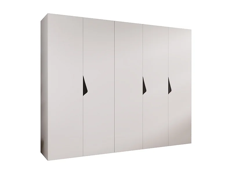 Armoire à portes battantes Sandi 1 250 / 202 / 52 (Blanc + poignées: Noir)