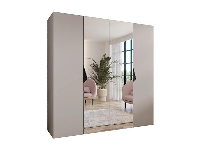 Armoire à portes battantes Sandi 2 200 / 202 / 52 (Cachemire + poignées: Noir)