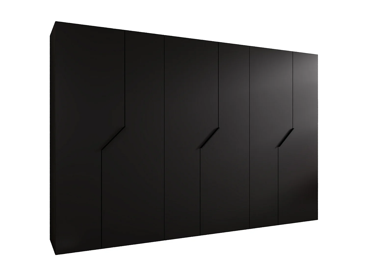 Armoire à portes battantes Andrew 1 300 / 202 / 52 (Noir + poignées: Noir)