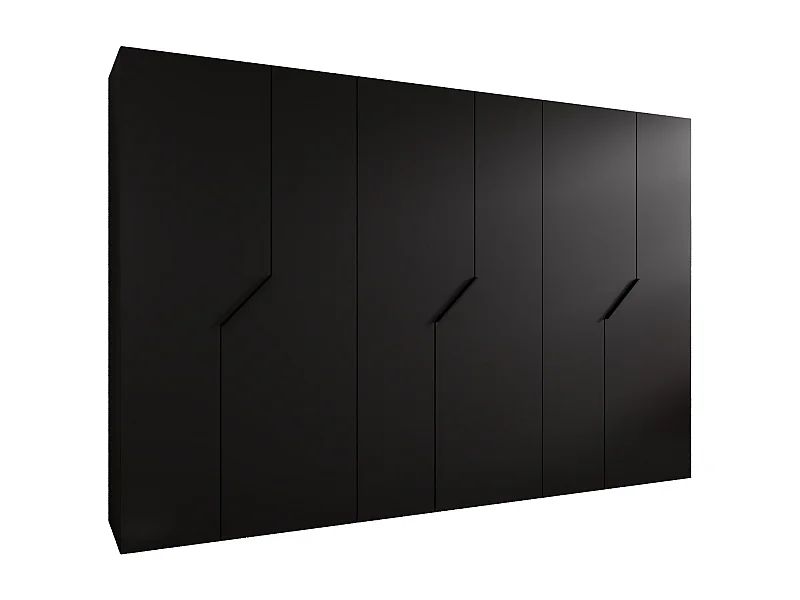 Armoire à portes battantes Andrew 1 300 / 202 / 52 (Noir + poignées: Noir)
