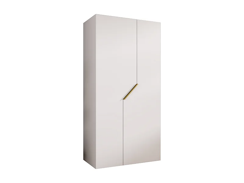 Armoire à portes battantes Andrew 1 100 / 202 / 52 (Blanc + poignées: Gold)