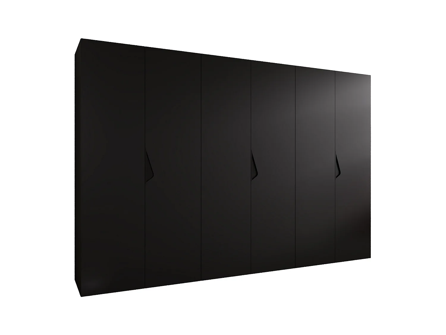 Drehtürenschrank Sandi 1 300 (100x3) / 202 / 52 (Schwarz + Griffe: Schwarz)