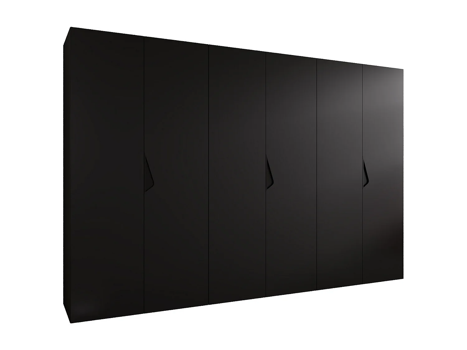 Armoire à portes battantes Sandi 1 300 (100x3) / 202 / 52 (Noir + poignées: Noir)