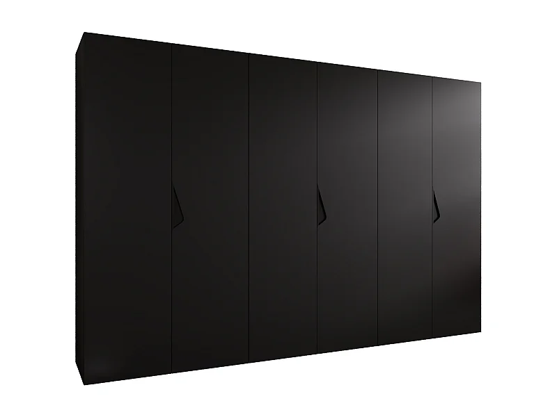 Armoire à portes battantes Sandi 1 300 (100x3) / 202 / 52 (Noir + poignées: Noir)