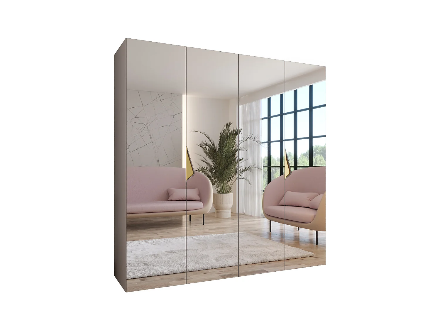 Armoire à portes battantes Sandi 3 200 / 202 / 52 (Cachemire + poignées: Gold)