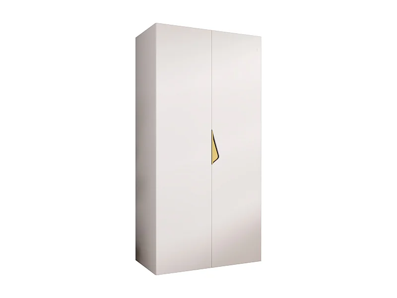 Armoire à portes battantes Sandi 1 100 / 202 / 52 (Blanc + poignées: Gold)