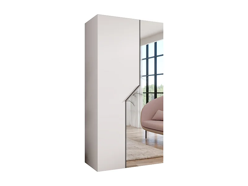 Drehtürenschrank Andrew 2 100 / 202 / 52 (Weiß + Griffe: Kaschmir)