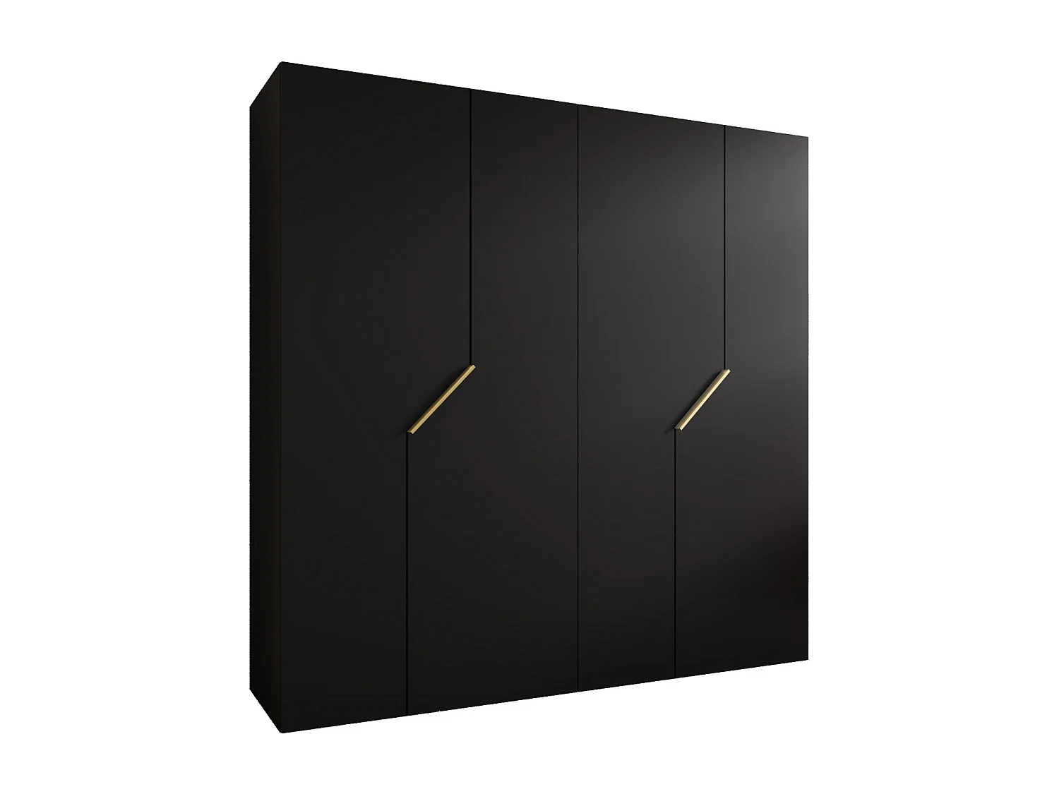 Armoire à portes battantes Andrew 1 200 / 202 / 52 (Noir + poignées: Gold)