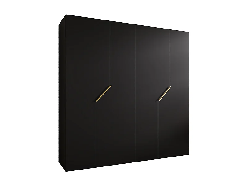 Armoire à portes battantes Andrew 1 200 / 202 / 52 (Noir + poignées: Gold)