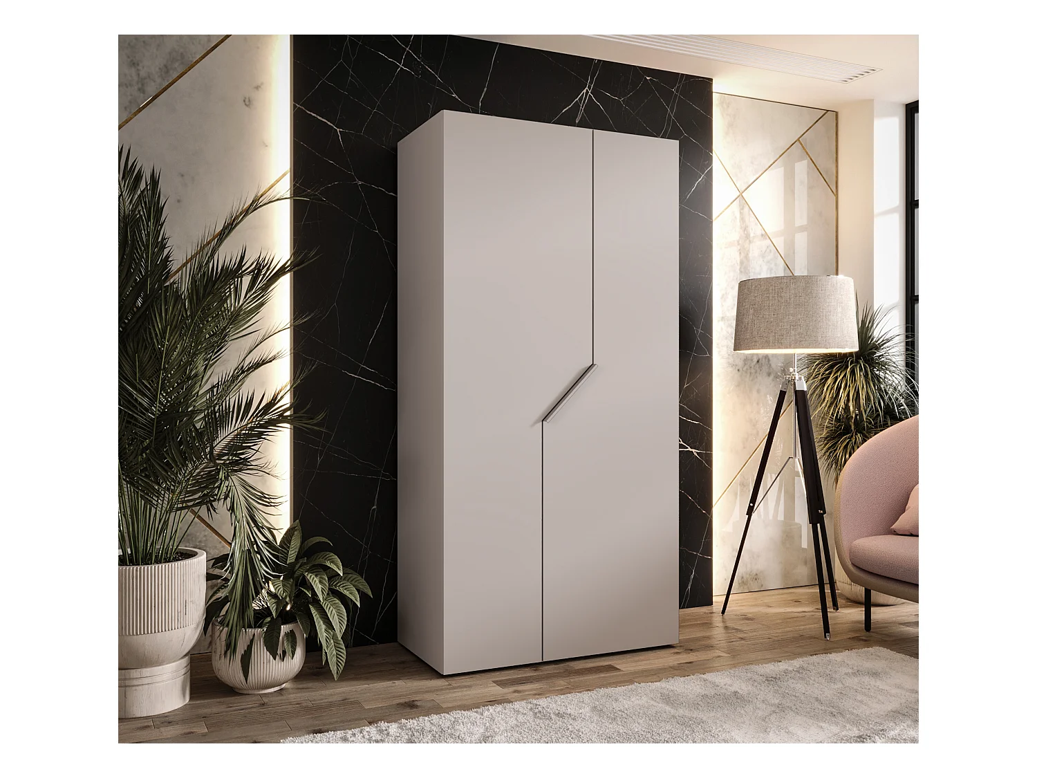 Armoire à portes battantes Andrew 1 100 / 202 / 52 (Cachemire + poignées: Cachemire)