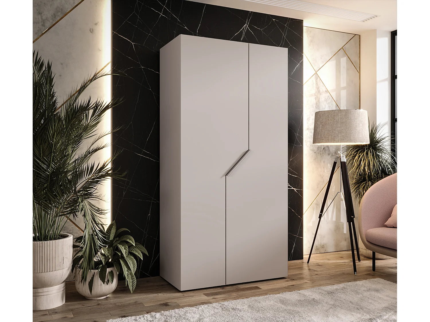 Armoire à portes battantes Andrew 1 100 / 202 / 52 (Cachemire + poignées: Cachemire)