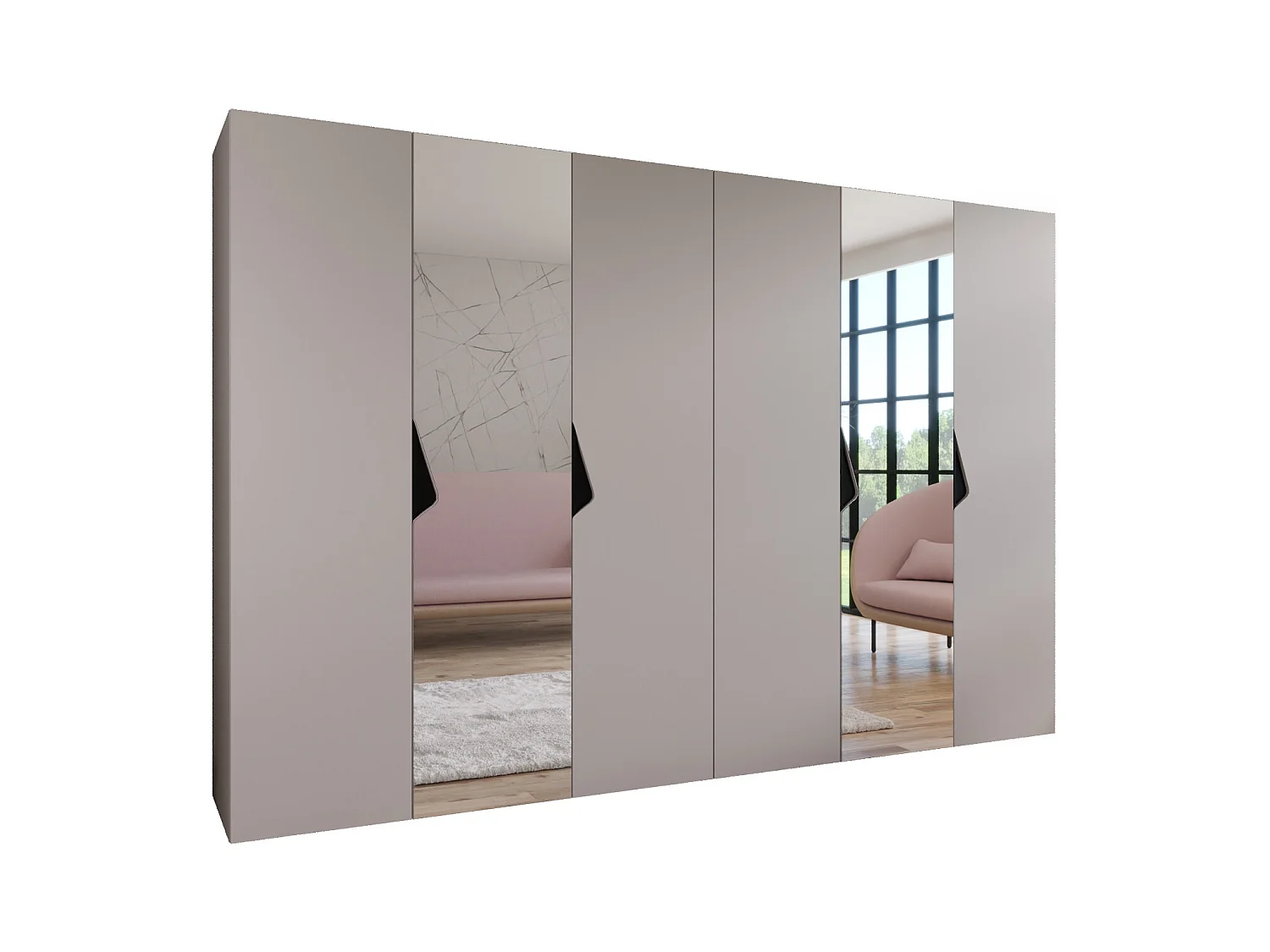 Armoire à portes battantes Sandi 2 300 (150x2) / 202 / 52 (Cachemire + poignées: Noir)