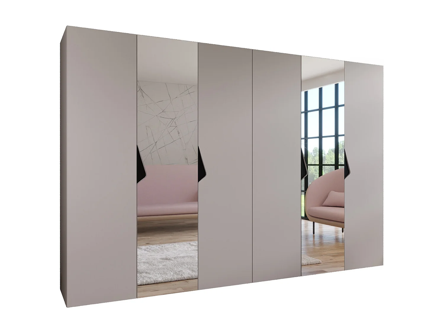 Armoire à portes battantes Sandi 2 300 (150x2) / 202 / 52 (Cachemire + poignées: Noir)