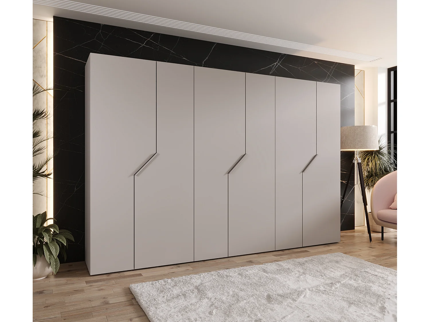 Armoire à portes battantes Andrew 1 300 / 202 / 52 (Cachemire + poignées: Cachemire)