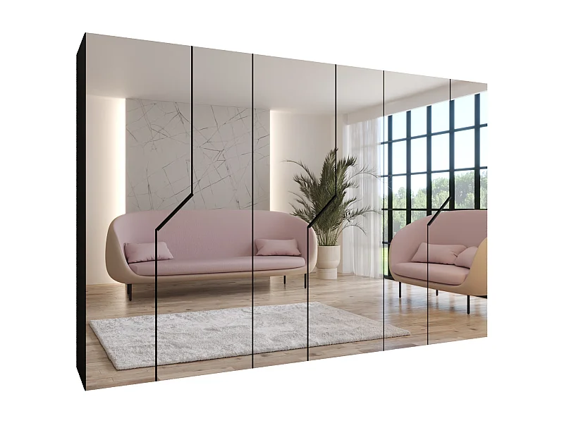 Armadio con ante battenti Andrew 3 300 / 202 / 52 (Nero + maniglie: Nero)