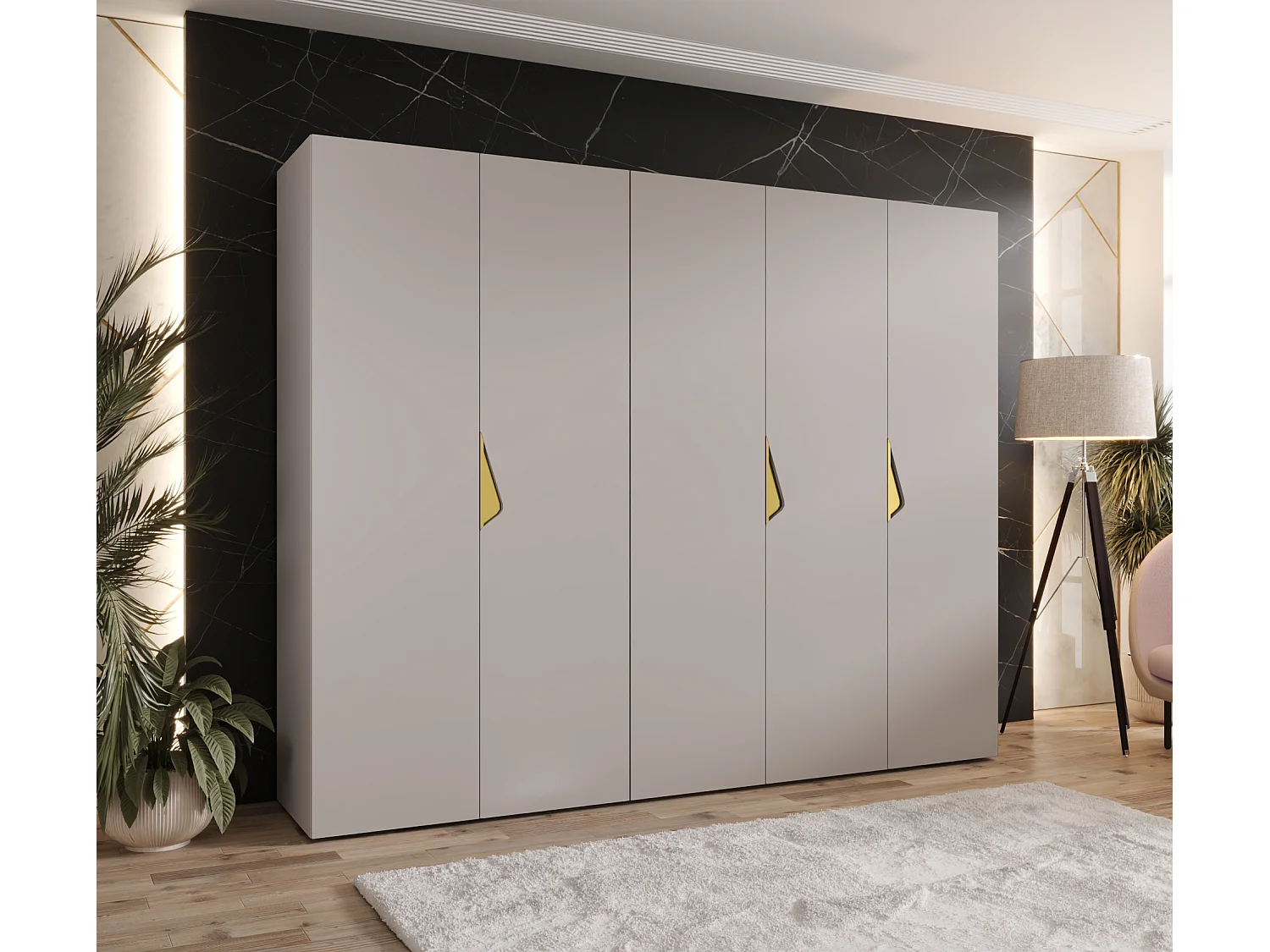 Armoire à portes battantes Sandi 1 250 / 202 / 52 (Cachemire + poignées: Gold)